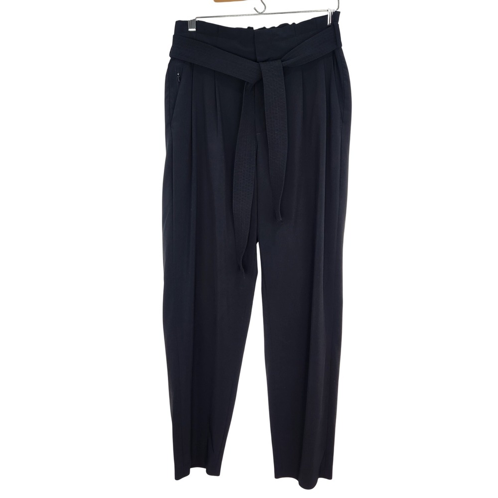 Athleta Skyline Pant II 8‎ Black Tie Waist Tapered Leg Travel Trousers 530640